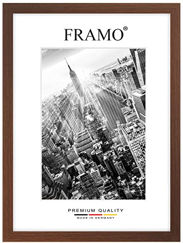 FRAMO Holz Bilderrahmen 64 x 48 cm nach Maß - Wenge Braun | Größe wählbar | inkl. entspiegeltes Acrylglas | Rahmen für Puzzle | Foto | Poster