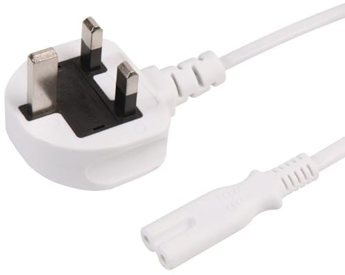 ShaniTech IEC C7 Fig 8 2 Pin Mains Power Cable 3 Metre 3M Lead Figure 8 - White