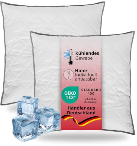 liebling 2er Set Kopfkissen 80x80 cm, höhenverstellbares Kühlkissen | Top Cool Gewebe, Atmungsaktives Cooling Mikrofaser Kissen 80 x 80 cm, OEKO-TEX, Made in EU, Waschbar bis 60 Grad