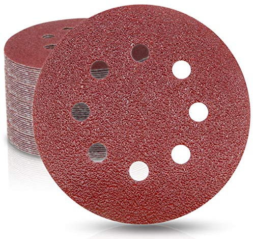 Maveek 125mm Sanding Discs 40 Grit, 5 Inch Orbital Sander Discs, 50 Pcs | Hook and Loop Sanding Discs for Orbital Sander, 8 Holes Round Sanding Pads, Orbital Sander Pads Sandpaper For Wood Paint Wall