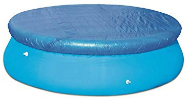 Nadoli Blau Schwimmen Poolabdeckung,305cm Durchmesser PE Weben Dauerhaft Regenfest Wasserdicht Winddicht Staub Deckung Kordelzug Runden Überirdisch Pool Schutz Cover Matte Decke,305cm Durchmesser
