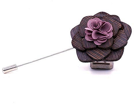 Uteruik Holzbrosche Anstecknadel Blume Boutonniere Hochzeit Corsage für Männer Anzug Smoking Jacke 1 Stück (#F)