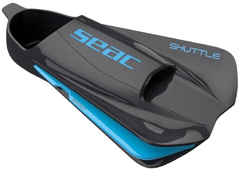 Seac Shuttle - Aletas cortas de natación 100% silicona para entrenamiento cardiovascular y de fuerza, unisex, para adulto, color negro y azul, 45/46