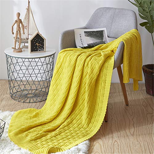 Hayisugal Sofadecke Boho Strickdecke Kuscheldecke Extra groß Überwurf Decke für Bett & Sofa,Couch Wohndecke Tagesdecke Sommer Decke, Gelb, 180 x 200cm