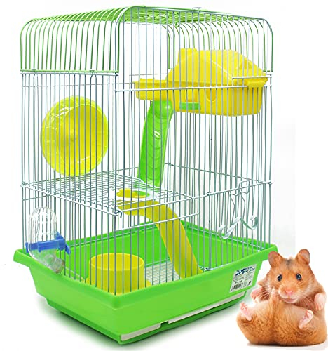 BPS BPS-1256 Hamsterkäfig mit Futternapf, Tränke, Rad, spezielles Haus, zufällige Farbe, 30 x 23 x 41 cm