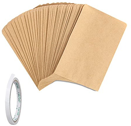 Lyaor 100 Stück Klein Kraftpapier Tüten 9x12cm Mini Kraft Umschlag Kleine Braun Samentüten Mini Papierbeutel für Gastgeschenke Schmuck Bonbons Süßigkeiten Samen