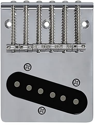 Telecaster Vintage Guitar Bridge 6 String Saddles Plate with Pickup Replacement for Fender Tele Vintage Style Electric Guitar Parts, Chrome