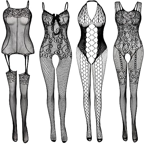 Women's Fishnet Lingerie Lace Stockings Bodysuits Mesh Babydoll for Women