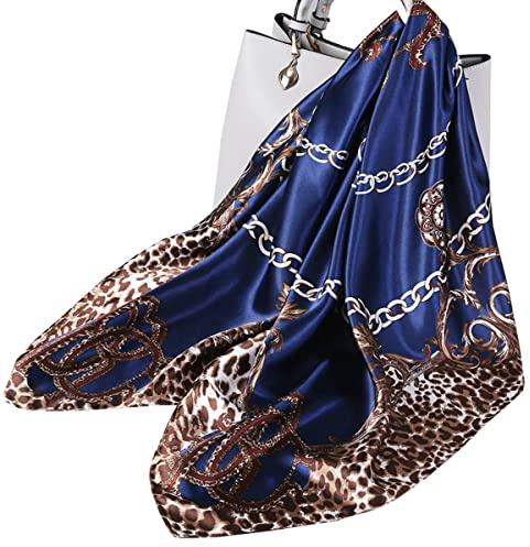Ecroon Foulard Echarpes Bandeau Soie Ressentir Femme Chiffon Bandanas Cheveux ChAle/Foulards/Etole/Echarpe-Grand carre Satin 90x90cm