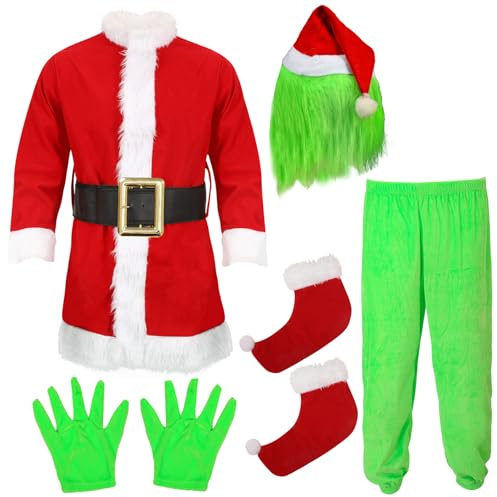 brableewear Christmas Green Giant Monster Costume for Kids Boys Christmas Furry Suit Santa Outfits Christmas Cosplay Costume