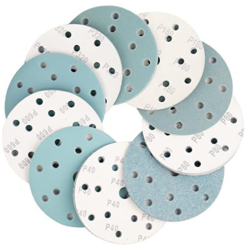 FASTPLUS Schleifpapier 150mm Klett 100 STÜCKE 120 Körnung Schleifscheiben 150mm Klett für Metall und Holz