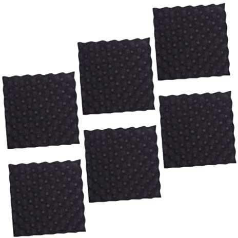 Baluue 6pcs Black Egg Crate Sound Proof Foam Padding Sheet Cotton Material, Concave-convex Shape, No Fire Due to Static Electricity, for Packaging Fragile Items