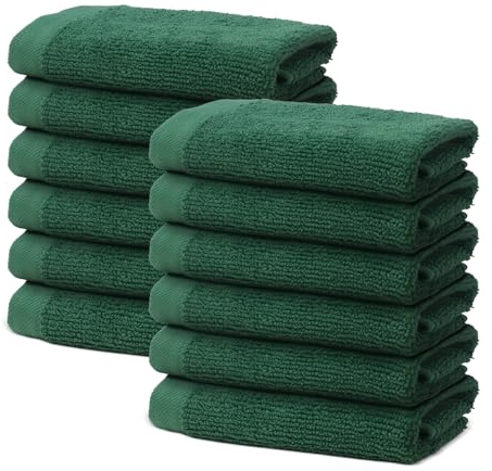 12 Stück Seiftücher 30x30 cm | Kleine Handtücher Set | Frottee Weich & Flauschig | 100% Baumwolle | Mini Frottier Washlappen Seiflappen | 500 g/m² | Oeko-Tex | Ôhm | Grün