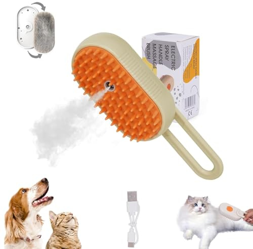 DKIIL NOIYB Katzenbürste mit Dampf, 3-in-1-Dampfbürste für Katze und Hund, Spray-Dampf Katzenhaarbürste, Haustier Entfernung Kamm für Massage, Pflege und Haarentfernung