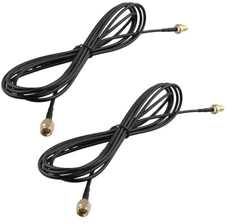 Futheda 2 Stück RP-SMA-Stecker auf RP-SMA-Buchse WLAN Antennen Verlängerungskabel 2M RG174 Koaxialkabel für WLAN Router Gateway FPV Antenne Kabellose LAN PCI Karte