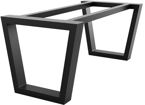 MetaloPro Extreme - Stabile Metall Tischbeine, Schwarz Tischkufen/Tischgestell für Esstisch, Schreibtisch Möbelfüße Beine, Trapez Form, Schwerlast Design für Wohnzimmer und Büro – 160x80x72 cm