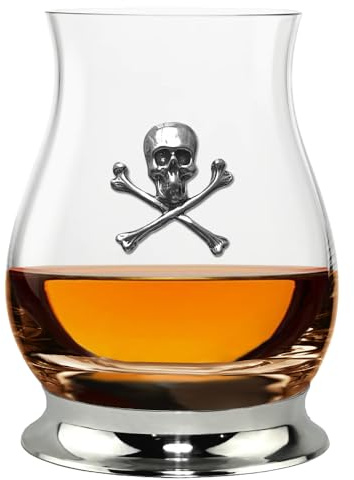 English Pewter Company Glencairn Skull & Cross Bones Mixer Whisky Glass 350ml [WGP007]