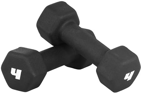 CAP Neoprene Dumbbell Pair, Non-Slip Grip, Black, 4 lb