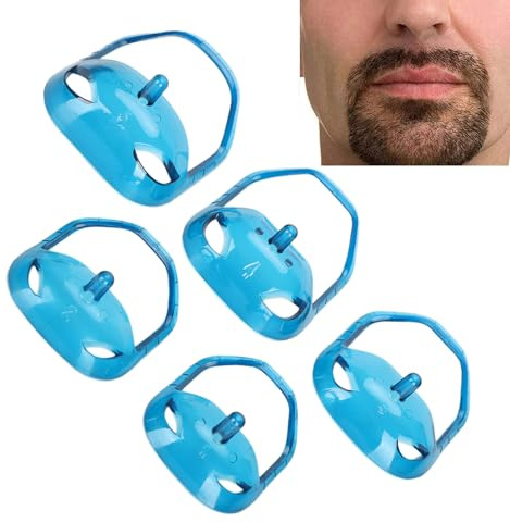 Bartformer Schablone Bart Shaping Werkzeug, 5Pcs Ziegenbart Bart Former Schnelle Symmetrische Formung Universelles Design Transparent Blau Schnurrbart Styling Vorlage Bart Styling Tool