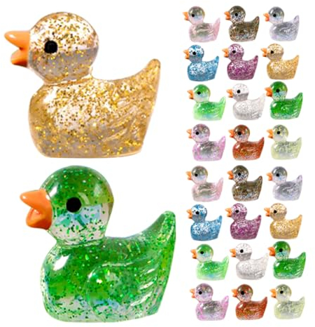 ibasenice 60stücke Leuchtende Mini-Ente Figuren Aus Harz Für Miniaturgärten Puppenhäuser Und Aquarium Dekoration Farben Mischpackung