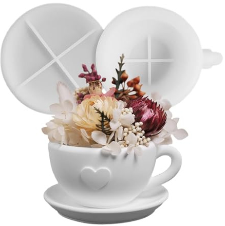 Kaffeetassenformen Silikon,Silikonform Kaffeetasse Mit Untertassen, Silikonform Kerzenhalter Gießformen Silikon Teetasse Silikonform Schale Giessformen,Seifenkerzenherstellungszubehör