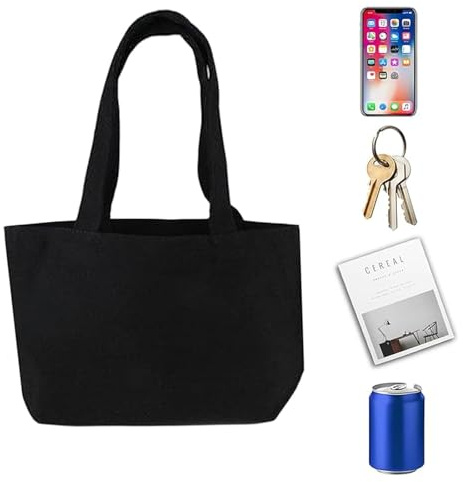 HSYTEK Wiederverwendbare Einkaufstasche, 30 * 20 * 10 cm Shopper Tasche, Schwarz Baumwolltasche Unbedruckt für Einkaufen, täglichen Gebrauch, zur Aufbewahrung