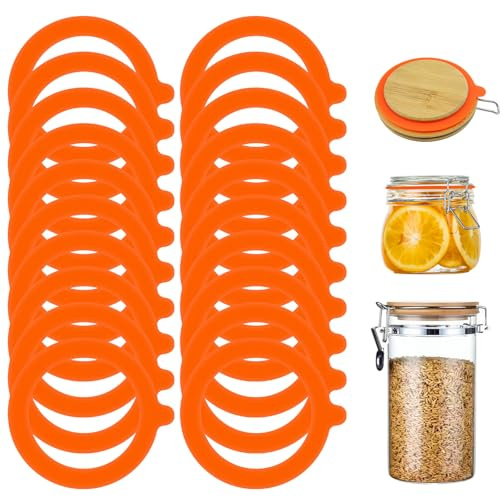 20 Pcs Silicone Jar Seals Replacement 9.5cm Rubber Gasket Seal Rings | BPA-Free Food-Grade Leakproof Canning Seale for Mason Jar, Preserving, Fermenting & Storage, Canning, Dishwasher Safe