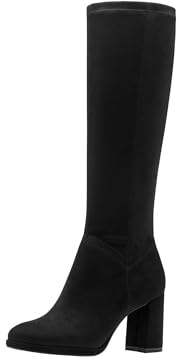 Tamaris Femme Damen Long Boot Heel 1-25554-45 Botte Haute Jusqu'au Genou, Noir, 41 EU