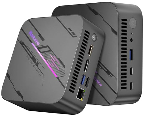 Blackview MP100 Aesthetic Mini PC Win 11 Pro, Ultra-Fluid 144Hz, AMD Ryzen 7430U, 32GB RAM 1TB SSD Mini Desktop Computer, Smart RGB, 3-Year Guarantee, WiFi 6/BT 5.2, Triple 4K Display for Home