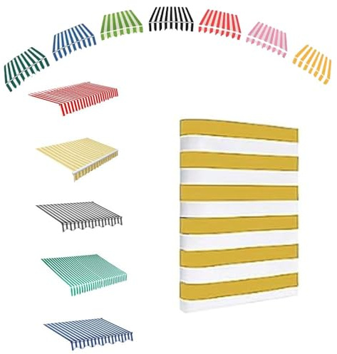 YHDMDQ Markisenbespannung Canvas 4.5x3m Markisen Ersatzstoff Markisenstoff Balkonmarkisen Ersatztuch Sonnenschutz Stoff Mit Volant Für Garten Terrasse Hof(Yellow,2x1.5m/6.5x5ft)