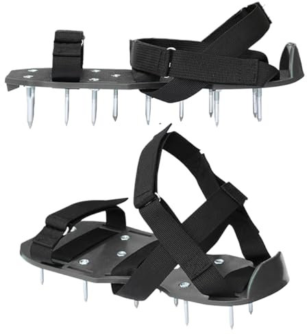 Aireador de suelo con pinchos, zapatos aireadores resistentes para césped, sandalias de aireación ajustables para jardín, patio, con pinchos de acero inoxidable, mejoran el rendimiento de aireación
