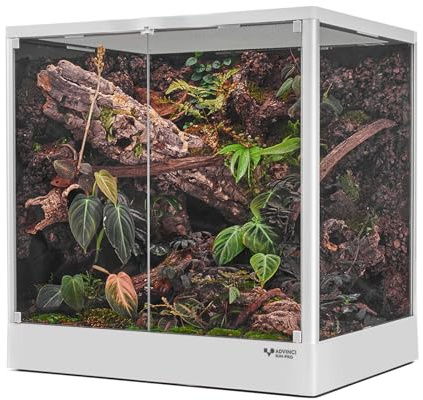 Reptile Glass Terrarium 24x18x24 45 Gallon Knock-Down Dual-Locking Security Mesh Ventilation Durable Aluminum Frame Modern Design
