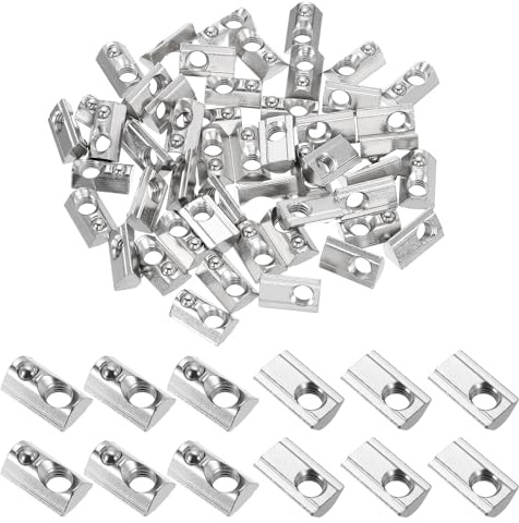 PATIKIL M8 Half Round Roll in Spring t Nuts, 50 Pcs 4040 Series Carbon Steel t Slot Spring Nuts for 8mm Aluminum Extrusion Profile 3D Printer DIY Tools Furniture Assembly, Silver