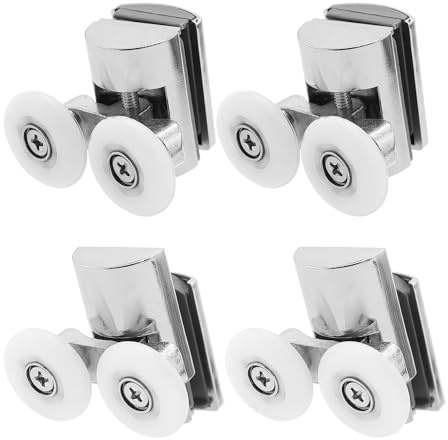 4 Piezas incluir 2 Arriba y 2 Abajo Ruedas Dobles Puerta Ducha,Ruedas Cabina Aleación Zinc, Repuesto Cabinas curvas, Duraderas y silenciosas Ruedas Puerta Ducha,para Curvas