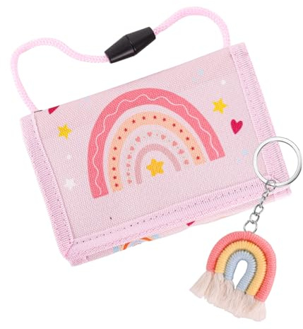 GADITIEK Brustbeutel Mädchen Geldbeutel Portmonee mit Schlüsselanhänger Portemonnaie Mädchen für Geburtstagsgeschenk (Regenbogen)