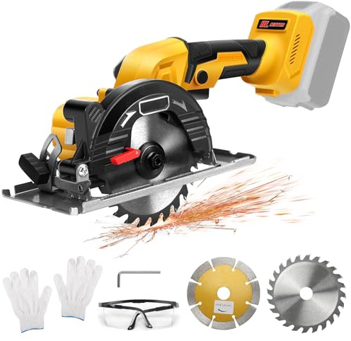 5 Inch Cordless Circular Saw for Dewalt 20V Battery, Electric Circular Saw Brushless Motor 0-45°Cutting Bevel Max Cutting Depth 40 MM(90°),31 MM (45°) for Wood Plastic (No Battery)