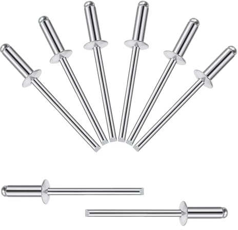 Songella Rivets Aveugles en Aluminium de 4 x 10 mm Rivet Pop à Extrémité Ouverte avec Poignée en Aluminium et Mandrin en Acier Lot de 100 (Argenté)