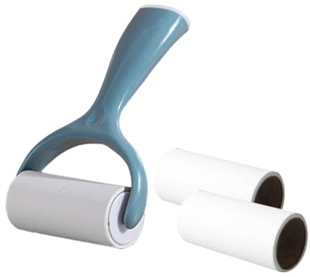 Abaodam Portable Lint Roller with Wooden Handle and Tearable Sticky Refills Gentle Clothes Hair Remover Brush for Sweaters Coats Blankets Compact Travel Cleaning Tool for Pet Hair and Dust