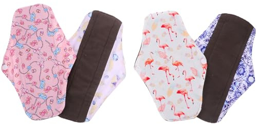 Gatuida 4 piezas Compresas Menstruales Reutilizables Botón Absorbentes y Transpirables Almohadillas Femeninas Portátiles para Periodo y Control de Incontinencia