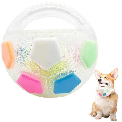 OEHUG Durable ABS Dog Chew Toy with Handle - Floatable Calming Ball, Squeaky Interactive for Boredom & Anxiety Relief, Indoor Outdoor Fetch