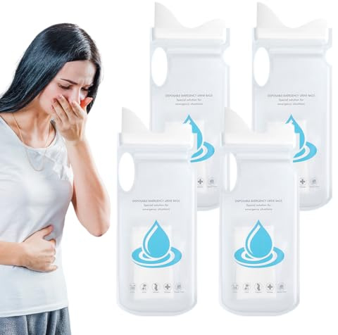 Sacchetti per Urina per Donne, Con Imbuto Ampio e Contenitore di Grande Capacità, Sacchetti per Urina e Vomito da 700ml per Auto, Per Donne Uomini Bambini Pazienti Escursionismo Picnic Traffico Casa