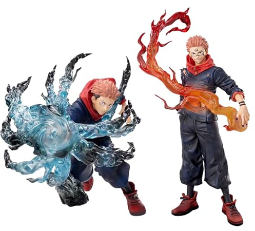 Zhongkaihua Itadori Yuji Set di 2 figurine da posa di combattimento JJK Merch Modello di personaggio anime Ryomen Sukuna JJK Articoli da collezione Decorazione Regalo 16/21 cm
