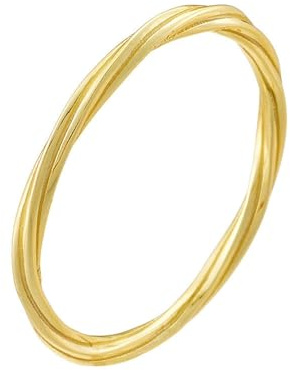 Tolldek Gold Au750 Freundschaftsringe, Verdreht Hochzeitsring Rechteckschliff Echt Schmuck, Gelbgold 750 Pärchen Ringe, Gr.60 (19.1)