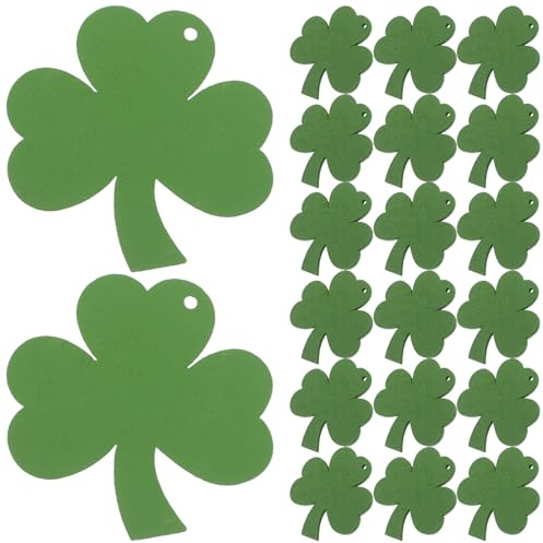 Hemobllo Lot de 100 Décorations Suspendues en Bois de Trèfle, Rondelles de Découpe en Bois Saint-patrick, Ornements Naturels pour Déco Murale, Porte, Fenêtre et Fête Irlandaise