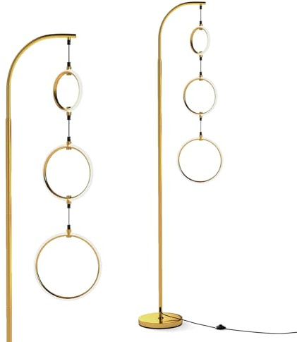 HOMASIS 180 cm Stehlampe mit 3 hängenden Köpfen, 3-flammige Stehleuchte, freistehende Leselampe mit Fußschalter, Standleuchte aus Metall, Leseleuchte Standlampe für Wohnzimmer, Schlafzimmer & Büro