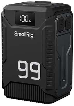 SMALLRIG T99 Batterie V Mount 99Wh/6800mAh 100W PD,Étanche IP54-5864 | Charge 100W USB-C PD. Ports BP, D-Tap, USB-C, USB-A. Pour caméra, caméscope, moniteur, light COB, smartphones.