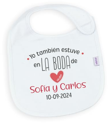 Mi Pipo - Babero Bebé Personalizado - Boda | Babero Impermeable Triple Capa con Frases y Diseños Originales | Algodón Extra Suave | Cierre Sencillo | Apto desde 3 Meses