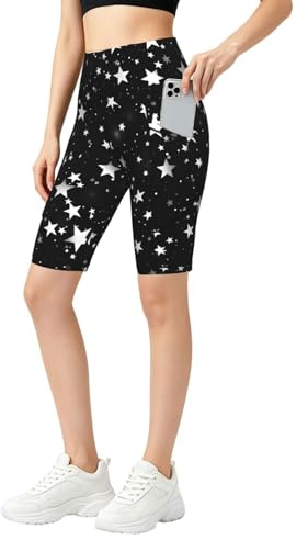 Mexpekil Shorts for Women with Pockets Tummy Control Gym Leggings High Waist Cycling Shorts Stretchy Yoga Pants S-4XL