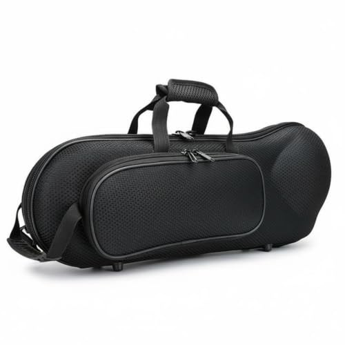 kowaku Brass Case Molded Trumpet Case Hard Shell Instrument Carrier Zippered Bag Oxford Cloth Poly-Cotton Material Suitable for Concerts Rehearsals, Oxford Cloth Black, Array, Black