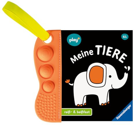 Ravensburger Play+ flip&pop: Meine Tiere (Mein allererstes Beißbuch), Baby-Buch ab 6 Monate, Kontrastbuch Baby, Badebuch mit Pop-Its: Mein allererstes Beißbuch